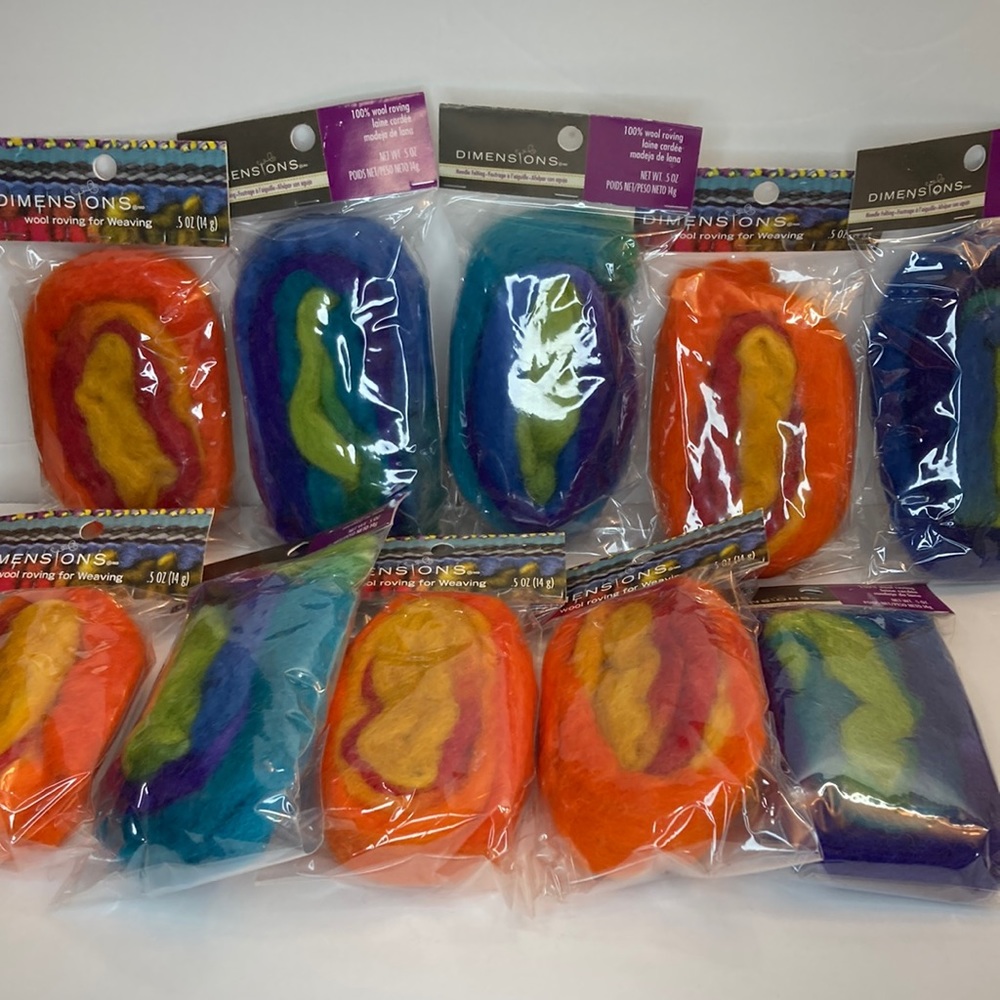 Dimensions FeltWorks Roving Wool Felt Needle Felting Blue Orange Purple Green